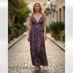 Altar'd State NWOT Alter State V Neck Purple Gold Maxi Dress Photo 1