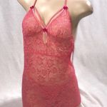 Escante Size Medium Lace Coral Lingerie Strap Dress & Matching Thong. New Photo 0