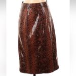 EXPRESS x Negin Mirsalehi Brown Snakeskin Print Faux Leather Midi Skirt Size 2 Photo 2