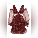 Alamour the Label Annabell Cutout Floral Sheer Floaty Mini Dress Red Size XS Photo 1