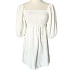 Tuckernuck White Linen Annie Smocked Square Neck Puff Sleeve Mini Dress Size XS Photo 1