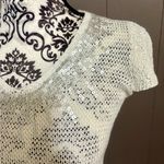 Alberto Makali Cream Open Knit Blouse with Sequins Photo 6