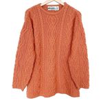 Vintage Aran Crafts Ireland Orange Merino Wool Knit Sweater Sz M Size M Photo 1