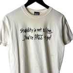 Vintage Stupidity Is Not a Crime T Shirt White Medium M Statement Graphic Tee Photo 1