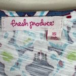 Fresh Produce  blouse women's XS geometric print short sleeve blue green beach Photo 3