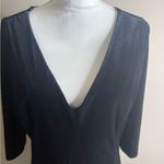 Coldwater Creek Black velour Sheath Dress Plunge Neck 3/4 Sleeve Photo 2