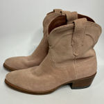 Tecovas Lucy suede western pull on boots ankle short cowgirl pink women's size 8 Photo 0