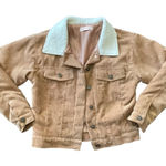 Corduroy Fleece Collar Jacket Button Up Coat Tan Women’s Size Medium Photo 0