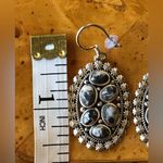 White Buffalo Sterling Silver Dangle Earrings Black Photo 2