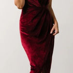 Baltic Born Kourtney Velvet One Shoulder Midi Dress Sz S Merlot Tulip Hem Photo 0