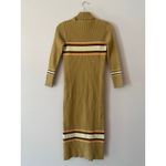 Free People Tan Brown Long Sleeve Sport Stripe Sweater Dress Midi Ribbed size XS Photo 1