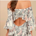 Lulus Sun-Drenched Daydream Beige Floral Print Off-the-Shoulder Dress Size XS Photo 1