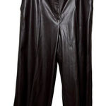 M&S Chocolate Brown Faux Leather Wide Leg Pants Women's Size 12 Regular Photo 0