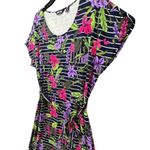Lands' End Dress Womens XL Blue Multicolor Tropical Hawaiian Floral Stripe Resort Photo 2