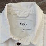 Pistola Revolve  Hensley Raw-Edge Cropped Denim Jacket White Photo 3