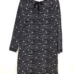 Talbots T BY  Long Sleeve Mixed Print Dress Navy Blue Cream Striped Floral Cotton Photo 8