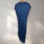 Anthropologie By Ruched Cowl-Neck Cap-Sleeve Midi Asymmetric Dress NWT Sz M Photo 6