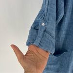 Seafolly  Boyfriend Beach Shirt Blue Chambray Lightweight Roll Tab Sleeves V-Neck Photo 10