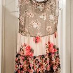 Band of Gypsies Dress Womens Sz M Sheer Gray Floral Chiffon Tiered Mini Photo 2
