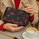 Kate Spade NEW YORK Black Clutch with Red Lips Photo 0