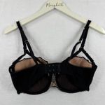 Adore Me 36DD Black Lace Balconette Bra Nude Lining Strappy Detail Photo 2