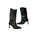 Vince Camuto Heeled Boots Black Darisa Croc Print Patent size 7.5 New Photo 1