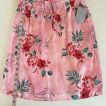 Nsr Women’s Pink Tropical Floral Print Tie Front Mini Dress Size Medium NWT Photo 5