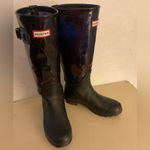 Hunter original RARE women waterproof Black and Purple tall Rain Boots size 7 Photo 5