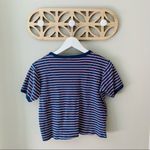 Brandy Melville  Striped Cropped Tee Shirt Blue/Red Sz OS Photo 6