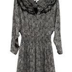 Joie  LILIANNA BLACK WHITE ROMANTIC RUFFLED SILK RUCHED SMOCKED WAIST LINED DRESS Photo 7