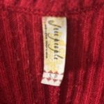 Free People  Waffle Knit High Low Oversized S Red/Beige Nautical Cherry Girl Boho Photo 6