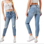 PacSun  Vintage Icon Stone Light Wash Distressed Raw Hem Mom Jeans Size 22 Photo 8