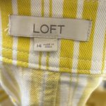 Loft  Skirt Womens 14 Yellow White Striped A-Line High Rise Cotton Coastal Preppy Photo 3