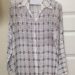 Anthropologie 3 for $15!! White pattern with jewels blouse, S Photo 0