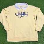 Vintage Cat Sweater Women SM 80s Butter Yellow Collard Sweatshirt Patchwork NWOT Photo 0
