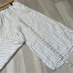 Flax  Striped Pants linen wide leg crop womens White (xsmall) natural casual Photo 2