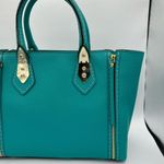 Henri Bendel A-Lister Satchel with Shoulder Strap in Turquoise Pebbled Leather Photo 9