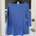 Croft & Barrow  Boat Neck T-shirt women’s sz 0X blue Cotton long-sleeve New Photo 5