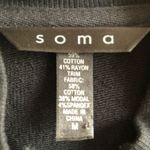 Soma Sweatshirt Casual Lightweight Full Zip Up Black w/ Blue Design Sz M EUC Photo 6