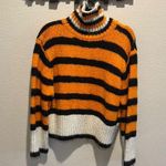 ZARA Striped Orange and Black Turtleneck Sweater Photo 0