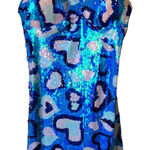 Amylynn Heart Diamante Sequin Mini Dress NWOT Size Small Blue Photo 0