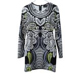 MINKPINK  Black White Lime Green Paisley Print Long Sleeve Mini Dress Size S Photo 2