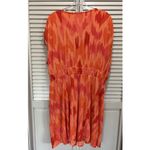 Old Navy Orange Abstract V Neck Tie/Gathered Cap Sl Lined Smocked Waist Sz XXL Photo 6