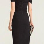 JJ's House Sheath Column Off Shoulder Asymmetrical Chiffon Cocktail Ruffle Dress Black 0 Photo 1