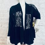 Paper + Tee  Womens Open Front Cardigan Size 3X Black Floral Lace Long Sleeve NWT Photo 6