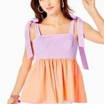 Lilly Pulitzer EUC Anlee Purple Orange Tie Shoulder Top - Size 4 Photo 0