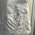 Loft Ann Taylor White Patchwork Lined Pull Up Mini Skirt with Pockets- Size 8 Photo 4