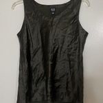 Eileen Fisher  Dark Green Round neck sleeveless Silk shell tank top size Petite M Photo 0