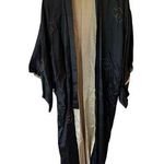 Vtg Black Embroidered Kimono Robe Dragon Mt. Fuji Japan Scene Unisex One Size Size undefined Photo 0