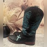 Ferrini Ladies Size 10 Black Blue Caiman Cross Cowgirl Crocodile Boots Photo 3